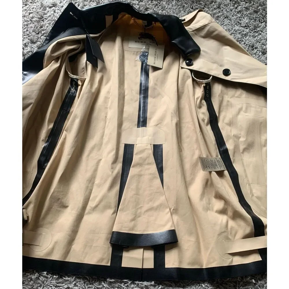 NEW NWT BURBERRY LONDON tan LEATHER COLLAR Trench Coat Jacket sz US 10 - Picture 12 of 15